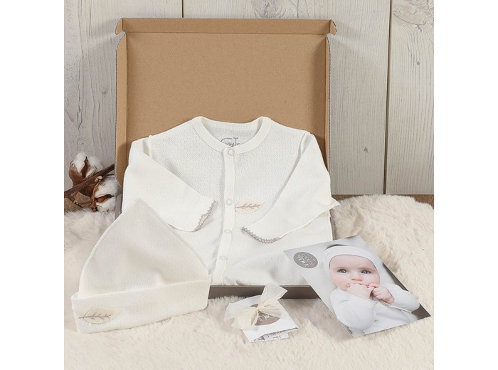 Ensemble 3 pièces Pyjama bonnet lange en Coton Bio