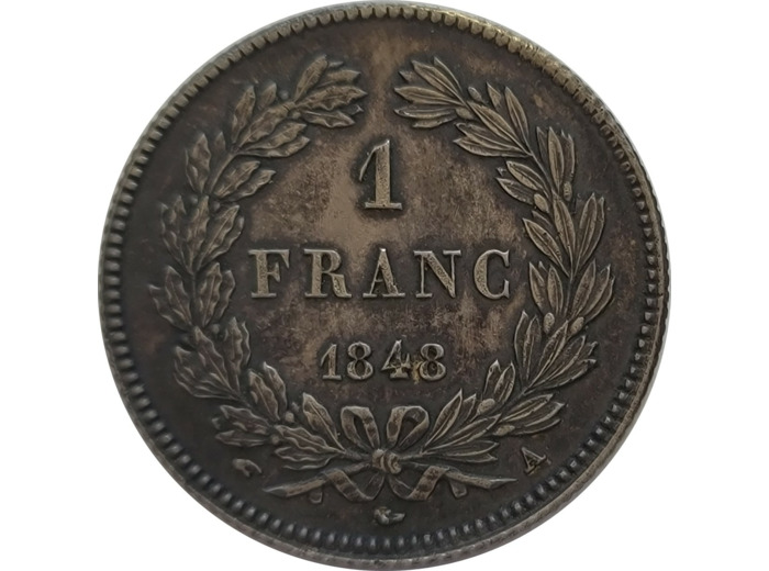 FRANCE 1 FRANC LOUIS PHILIPPE I tête laurée 1848 A (Paris) TTB+ (G453)