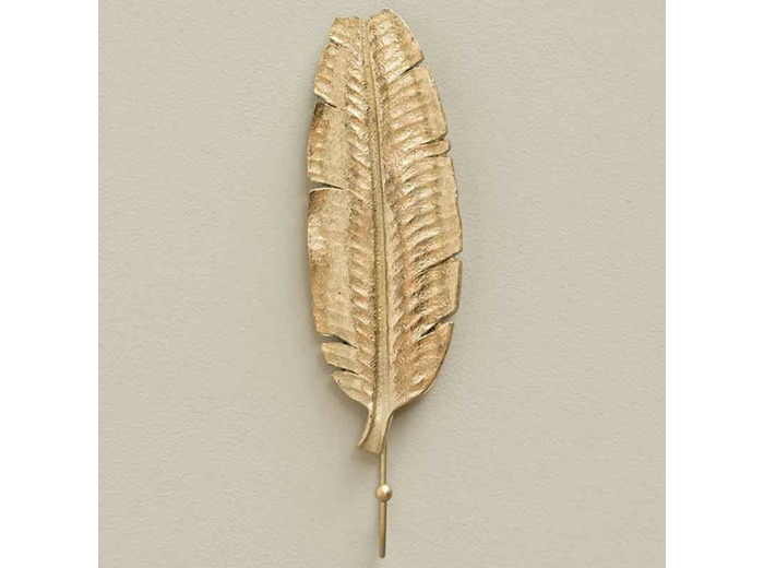 Crochet doré feuille de bananier 25x7x5cm