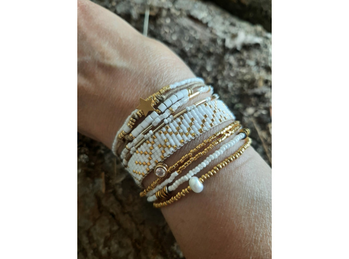 BRACELET MANCHETTE SPIRIT GOLDEN WHITE