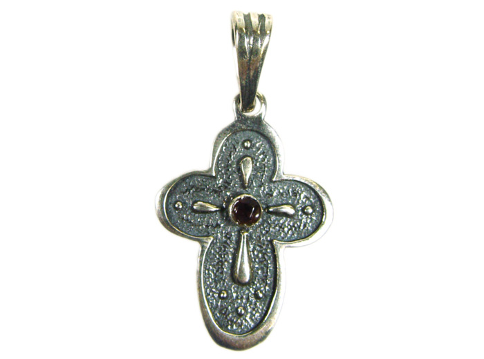 Croix Byzantine en Argent 925 17x25MM + GRENAT