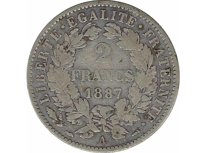 FRANCE 2 FRANCS CERES 1887 A (Paris) TB