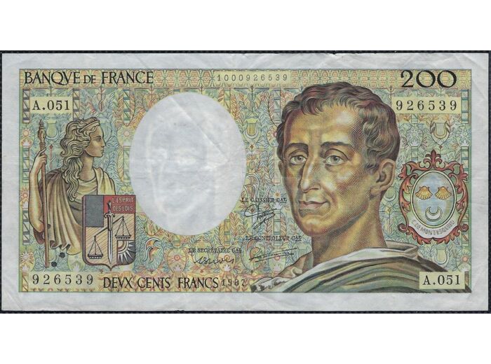 FRANCE 200 FRANCS MONTESQUIEU 1987 A.051 TTB