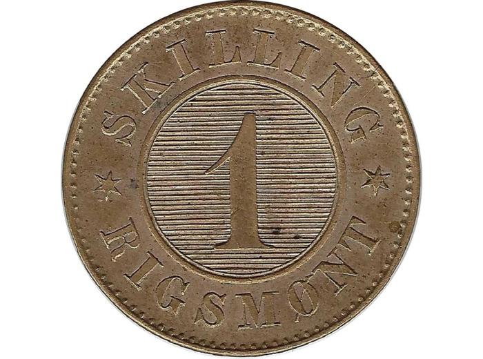 DANEMARK 1 SKILLING RIGSMONT CRISTIAN IX 1867 TTB+