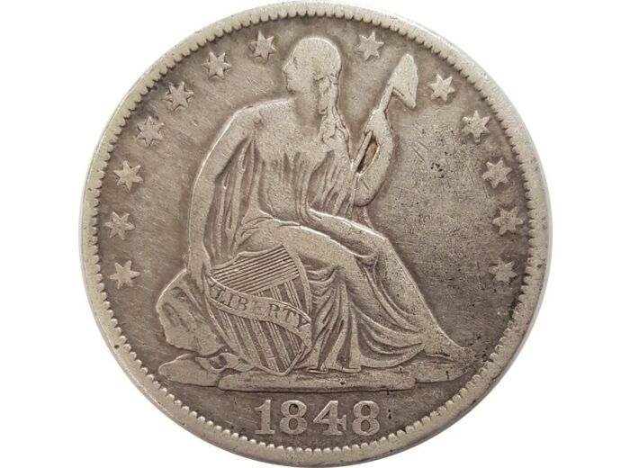 AMERIQUE (U.S.A) HALF DOLLAR 1848 O Liberty Seated TB+
