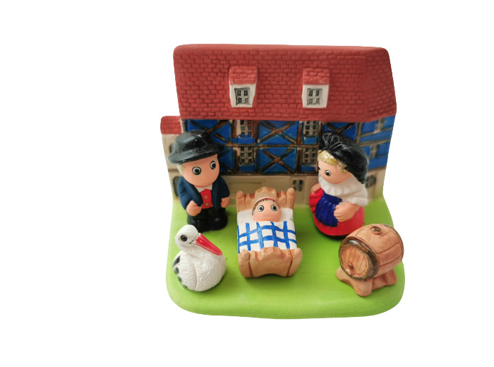 CRECHE en céramique BLOC 8x7cm- ALSACE