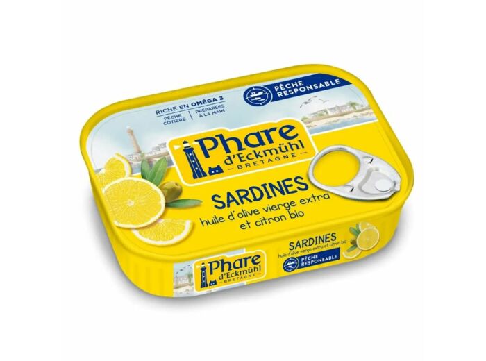 Sardines au Citron et huile d'Olive bio-135g-Phare d'Eckmühl
