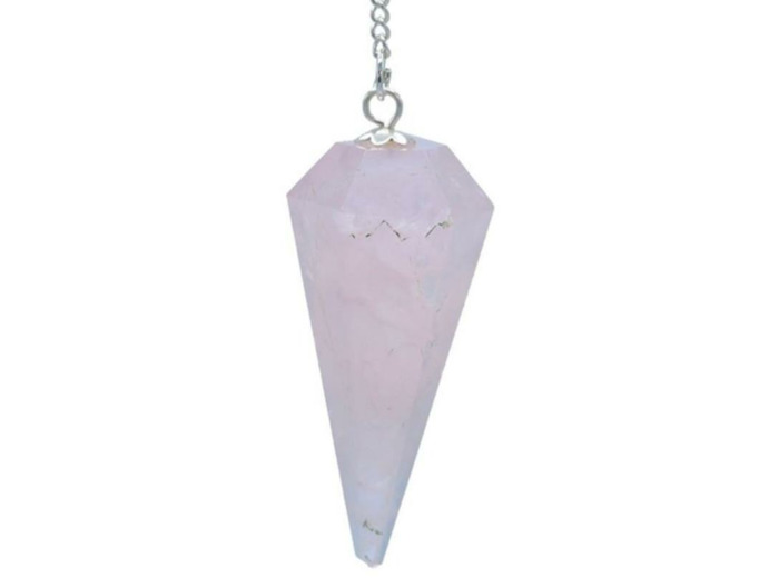 Pendule Quartz rose facetté en pointe
