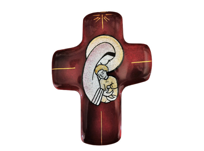 Maternité rouge 11,3X8,3cm - EMAUX DU LIBAN