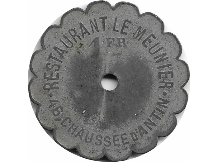 75 SEINE - PARIS 1 FRANC RESTAURANT LE MEUNIER FRAPPE MEDAILLE TTB+