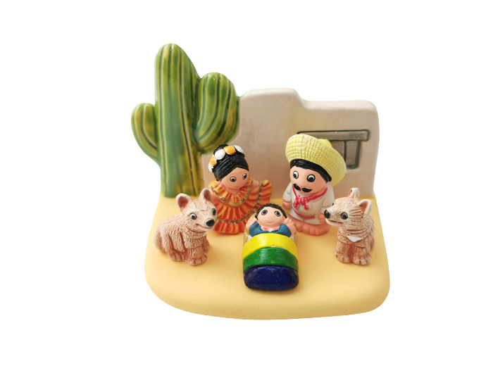 CRECHE en céramique BLOC 8x7cm- MEXIQUE