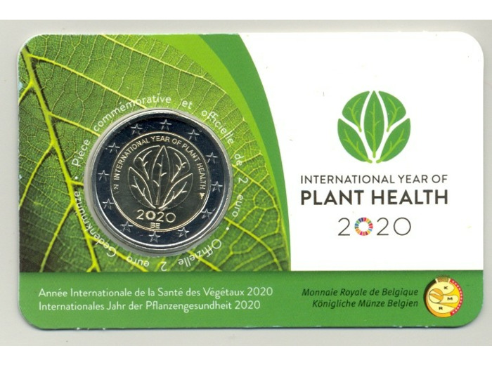 BELGIQUE 2020 2 EURO COMMEMORATIVE ANNEE DES PLANTES COINCARD VERSION FRANCAISE
