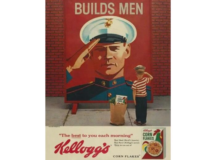 Plaque métal Kellogg's - BUILDS MEN - 31,5x40.
