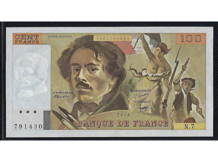 FRANCE 100 FRANCS DELACROIX 1978 SERIE N.7 SPL
