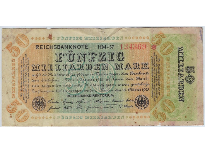 ALLEMAGNE 50 MILLIARD MARK (50000000000 MARK) 10 OCTOBRE 1923 SERIE HM-37 TB+