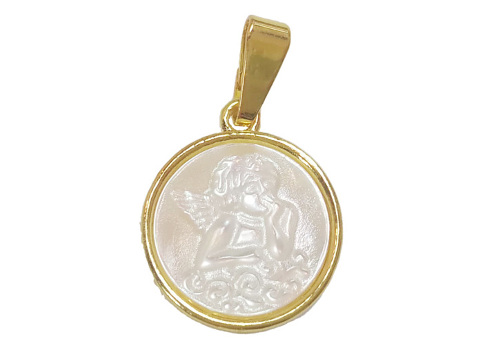 Pendentif en Nacre 14mm - ANGE DE RAPHAËL