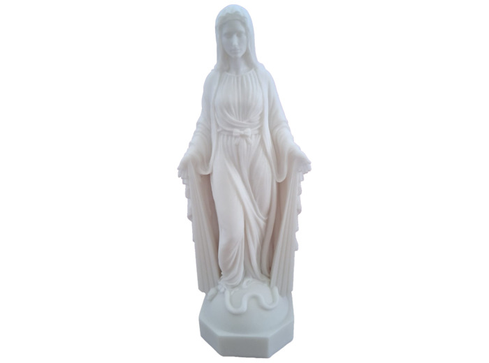Vierge Miraculeuse avec Rayons - Statue en Albatre 17cm -Blanche