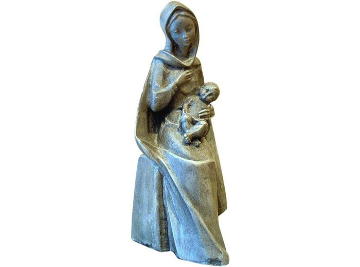 Vierge de Bonté en résine ton bois 16cm