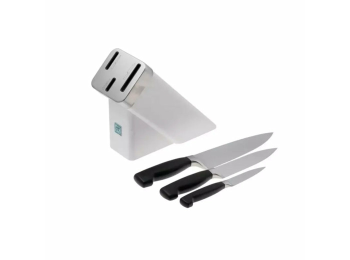 BLOC DE 3 COUTEAUX BLANC SHARP BLOCK