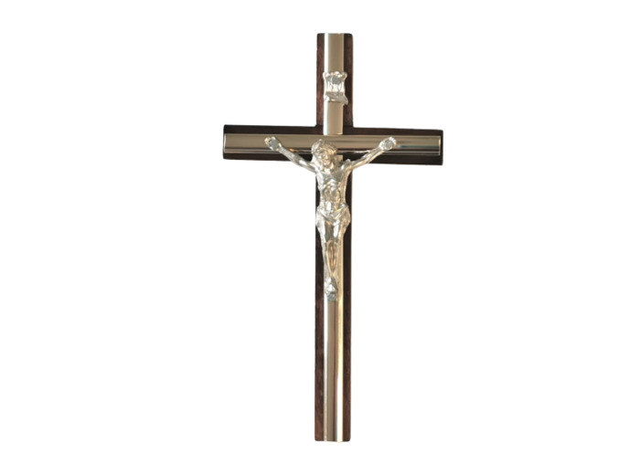 Crucifix en Bois 14,5cm + Christ Métal - 2 TONS