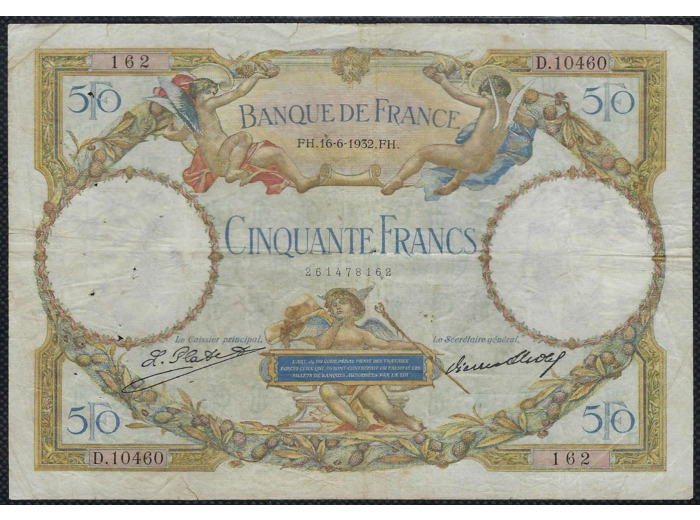 FRANCE 50 FRANCS L.O. MERSON 16-6-1932 D.10460 TB+