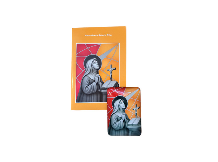 Magnet en Verre 48x68mm + Livret Neuvaine - Sainte Rita