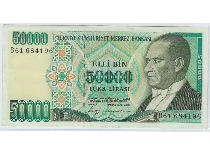 TURQUIE 50000 LIRA 1970 (1989) SERIE B61 SUP