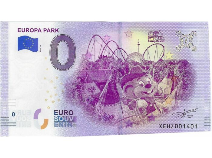 ALLEMAGNE 2019-4 EUROPA PARK BILLET SOUVENIR 0 EURO TOURISTIQUE  NEUF