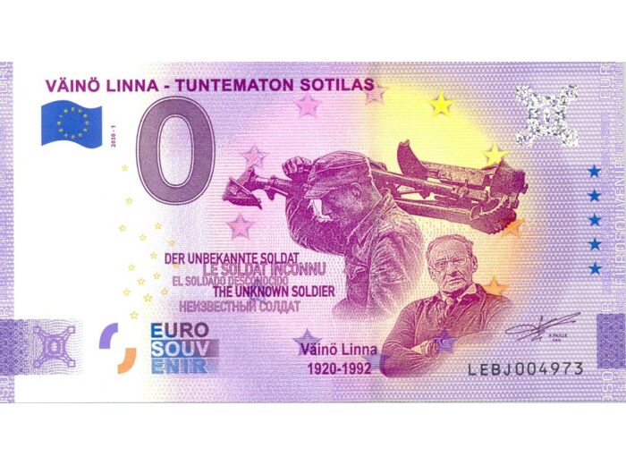 FINLANDE 2020-1 VAINO LINNA VERSION ANNIVERSAIRE BILLET SOUVENIR 0 EURO