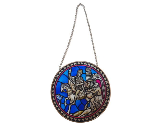 Vitrail Mural en verre D114mm, avec ventouse - Basilique SMT