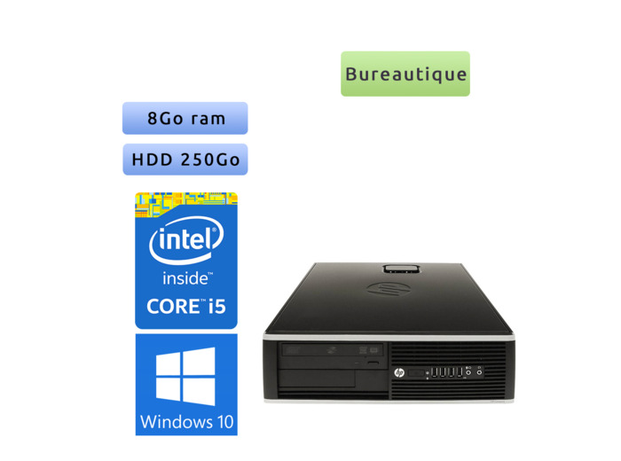 Hp 8200 Elite SFF - Windows 10 - i5 8GB 250GB - PC Tour Bureautique Ordinateur