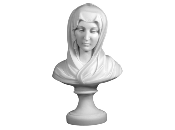 Vierge BUSTE - Statue en albâtre 30cm -Blanc