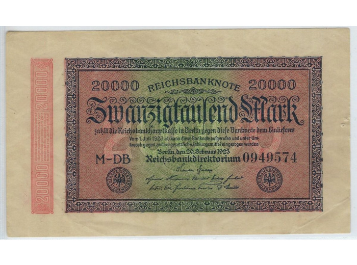 ALLEMAGNE 20000 MARK 20 FEVRIER 1923 SERIE M DB TTB+