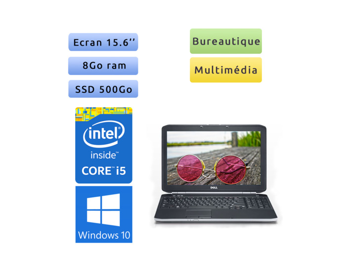 PC portable Dell Windows 10 - i5 8GB 500GB SSD 15.6" - Ordinateur