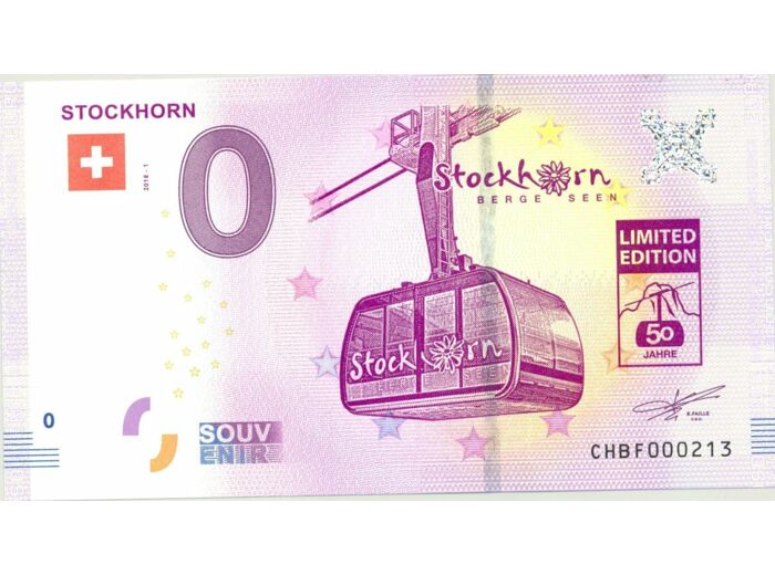 SUISSE 2018-1 STOCKHORN BILLET SOUVENIR 0 EURO TOURISTIQUE NEUF