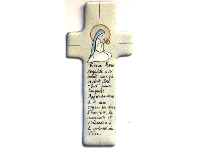 Croix du OUI blanc 17X7,7cm - EMAUX DU LIBAN