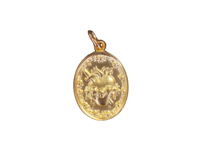Coeur Sacré 19mm en PO/Base Argent 925 - Coeur Immaculé de Marie