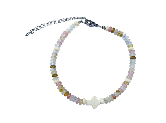 Bracelet 4mm en Verre aux couleurs translucides, fermoir réglable