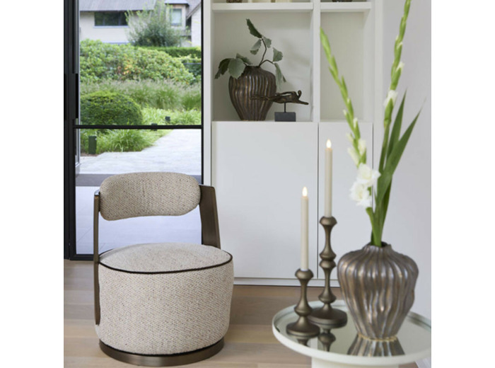 Fauteuil pivotant Kemena Crème et Sable 68x65x77cm