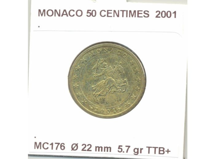 MONACO 2001 50 CENTIMES SUP-