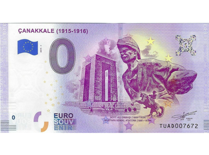 TURQUIE 2019-1 CANAKKALE BILLET SOUVENIR 0 EURO TOURISTIQUE NEUF