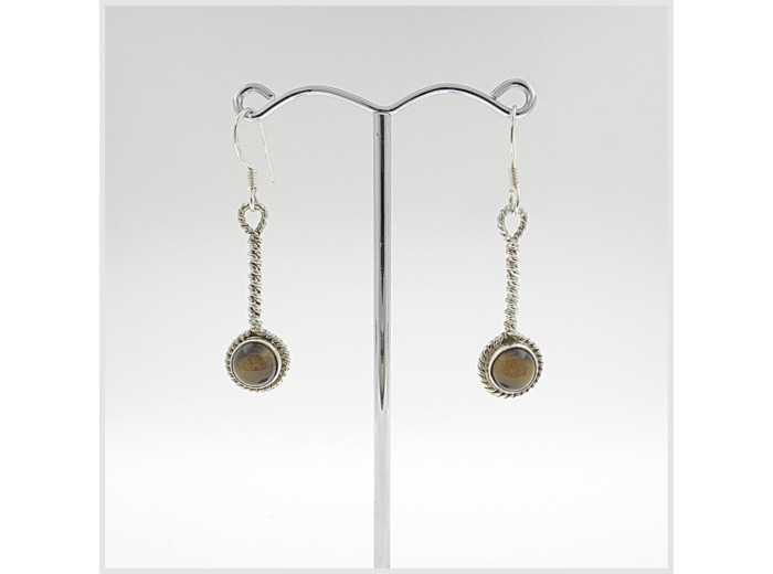 Boucles d'oreilles Oeil de tigre et Argent Massif