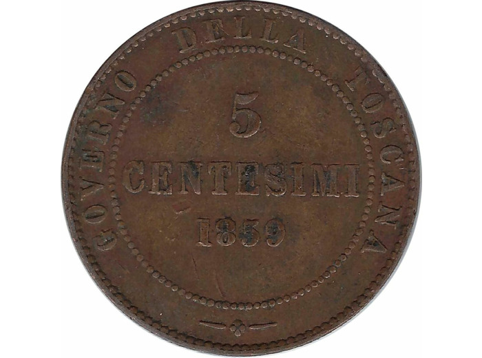 ITALIE (TOSCANE) 5 CENTESIMI 1859 TB+