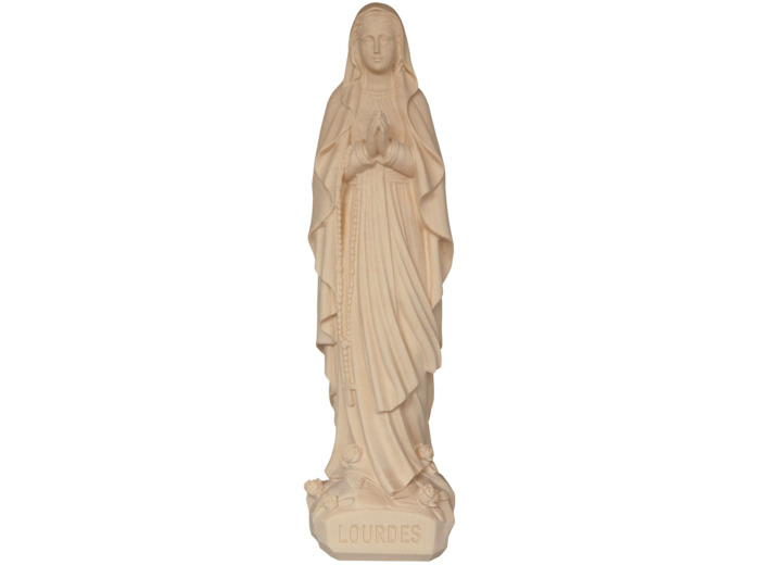 Vierge de Lourdes en bois 14cm- NATUREL