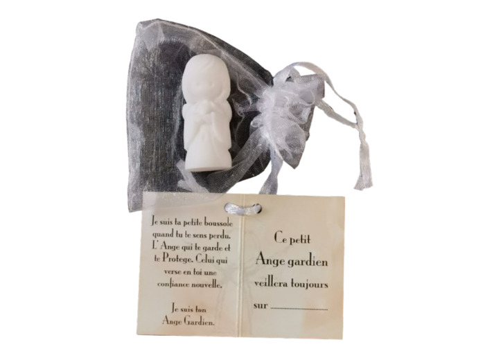 Ange Gardien Garçon Bougie -Statue en Albaster 4,5cm + TULLE