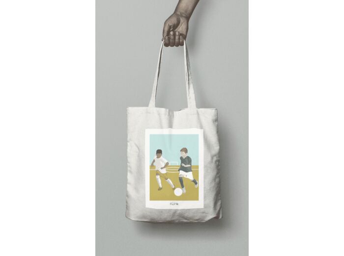 Tote bag ou sac football "Les deux footballeurs" - personnalisable