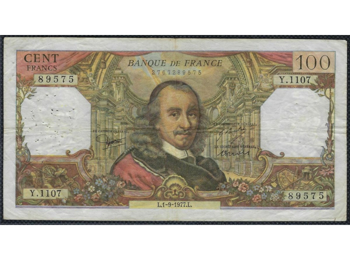 FRANCE 100 FRANCS CORNEILLE 1-9-1977 Y.1107 TB+