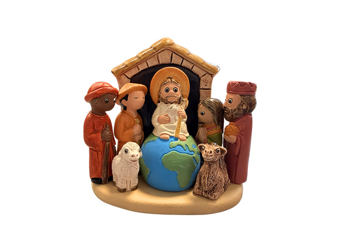 CRECHE en céramique BLOC H9xL9,5xP5cm - CHRIST BON PASTEUR