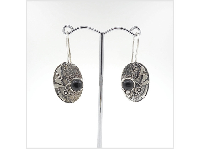 Boucles Onyx en argent massif
