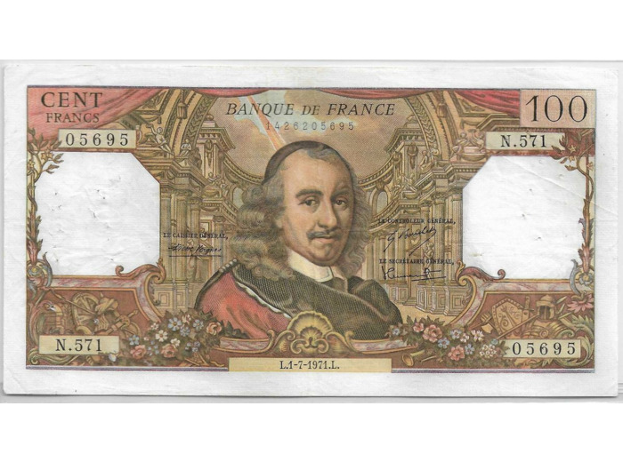 FRANCE 100 FRANCS CORNEILLE 1-7-1971 N.571 TTB